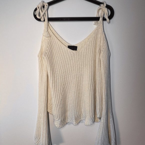 Intermix Tie Up Beige Sweater - Picture 2 of 2